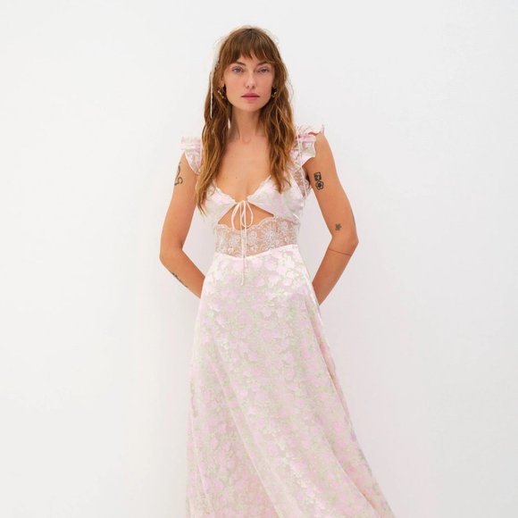 green and yellow floral maxi dress Mestiza